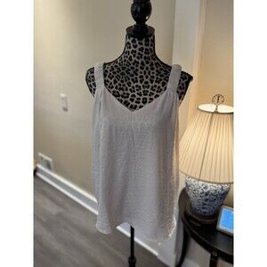 Vince Camuto Ruffle Strap Rumple Tank Top Ivory Sz PL Layer Quiet Luxury New